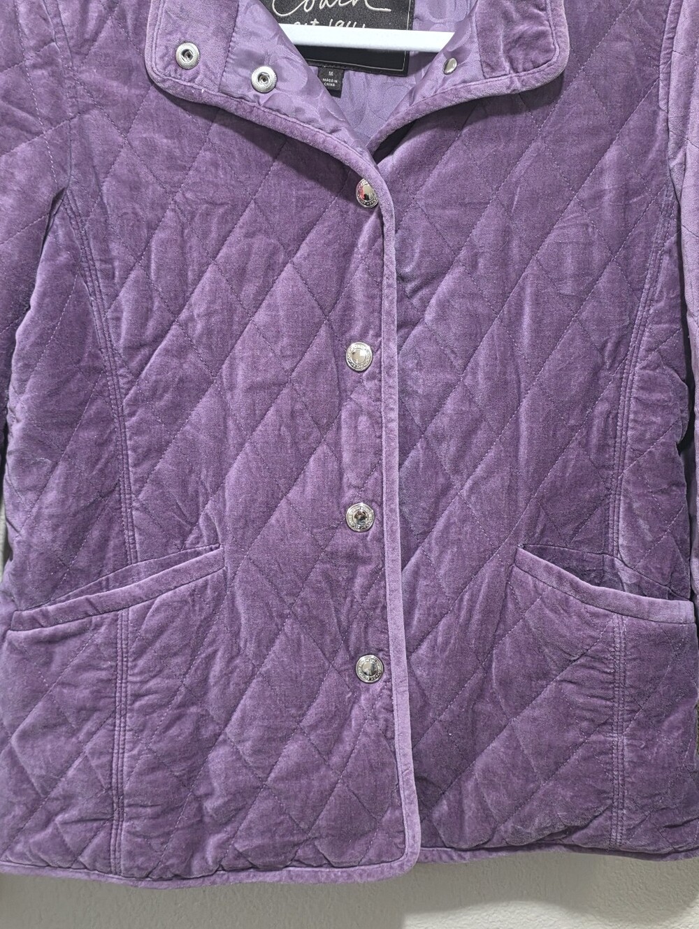 Coach Women's Quilted Velvet Jacket in Lavender Size Med - Picture 3 of 9